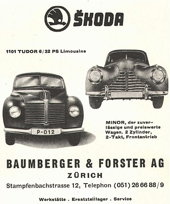 Skoda Minor (1947) - Werbedarstellung aus dem Jahre 1947