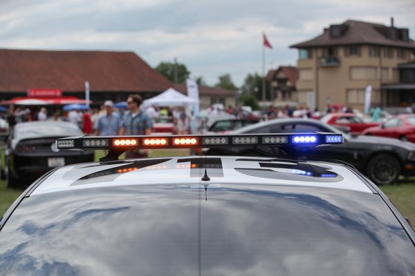 Sogar ein Polizei-Auto "Highway Patrol" war vor Ort - Mustang & Shelby Meeting 2017 in Zug