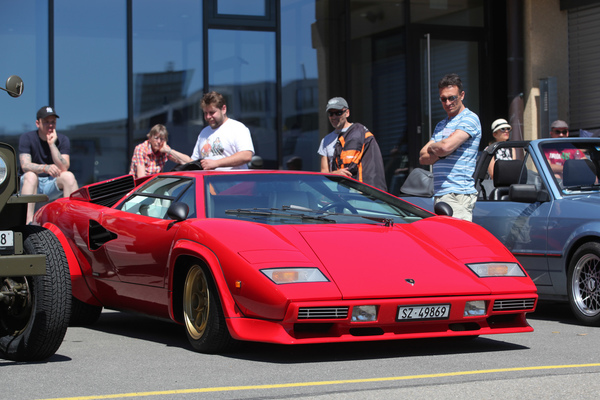 Image: Constantly admired and surrounded - red Lamborghini Countach - Classic Car Sunday Morning on June 2, 2019