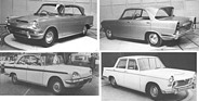 Standard Triumph - Projekt "Zebu" (1957-1960) - Prorotypen/Mockups - oben der wegen dem Ford Anglia abgelehnte Entwurf, unten die Verbesserungslösungen, die ebenfalls nicht zum Ziel führten