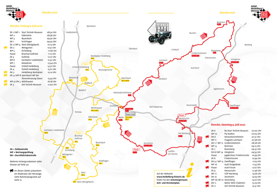 Route of the 2022 ADAC Heidelberg Historic