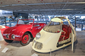 Bild Strübi Einspurauto (1950) - Einzelstück aus der Schweiz mit 250 cm3 - Microcars-Sonderschau Pantheon 2022/2023