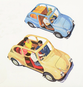 Subaru 360 (1959) - Die tatsächlich gebauten Modelle hatten natürlich Türen und Dächer ...