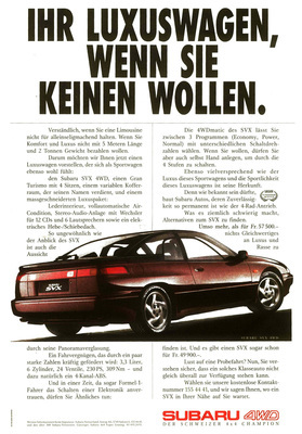 Subaru SVX (1992) - in der Werbung in der Schweiz