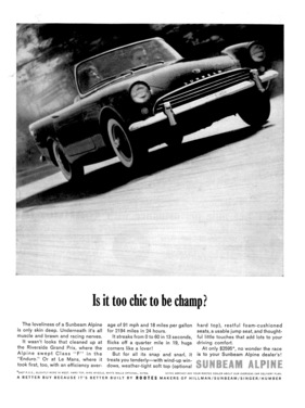 Sunbeam Alpine (1962) - Werbung in den USA im Jahr 1962 (engl.)
