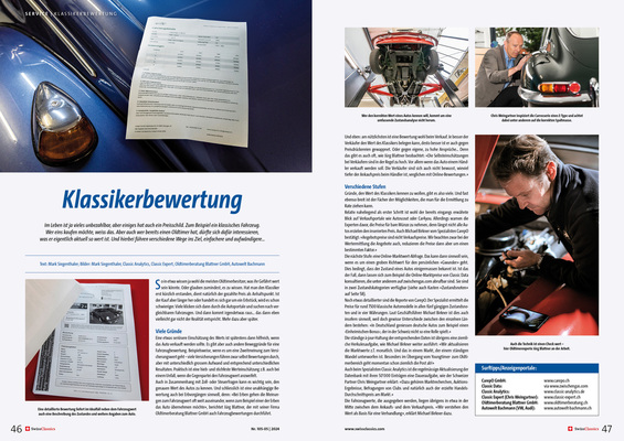 SwissClassics Revue 105-5 | 2024 - Service: Valuation of classic cars