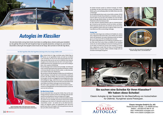 SwissClassics Revue 109-3 | 2025 - Special: Car glass in classic cars