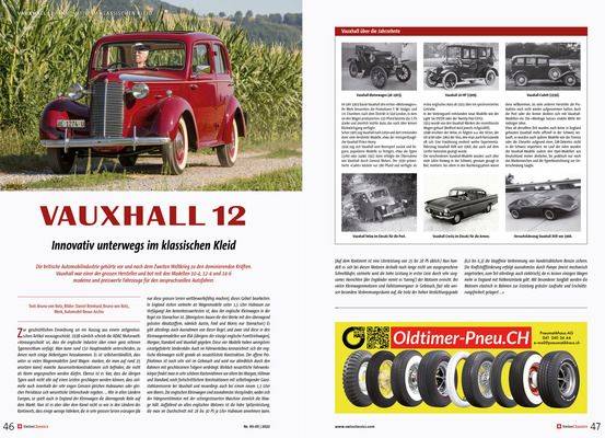 Bild: SwissClassics Revue 93-5/2022 - Bericht Vauxhall 12 | Innovativ unterwegs im klassischen Kleid