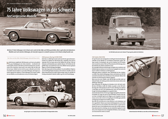 SwissClassics Revue 98-4/2023 - Bericht 75 Jahre Volkswagen in der Schweiz | Fast vergessene Modelle