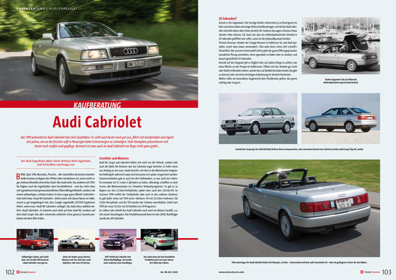 Image: SwissClassics Revue 98-4/2023 - Report Audi Cabriolet | Purchase advice