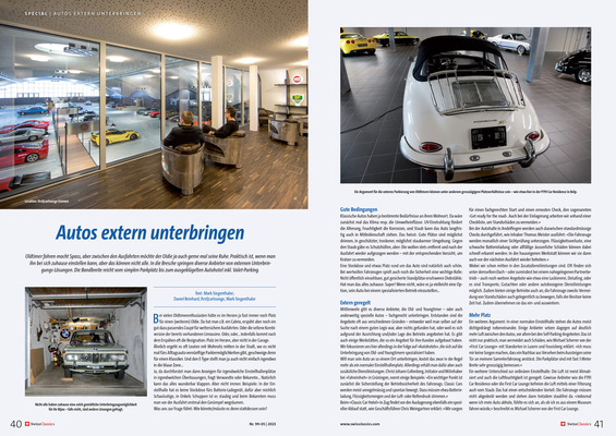 SwissClassics Revue 99-5/2023 - Report Special | Cars external accommodation
