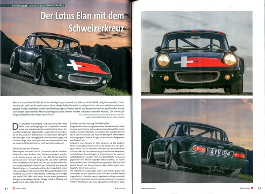 Image: SwissClassics Revue No. 45-5/2014 - The Lotus Elan with the Swiss cross