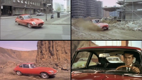 Szenen aus dem Film "Der Tod im roten Jaguar", gedreht nach Jerry-Cotton-Bücher-Vorlagen im Jahr 1968