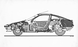 Talbot Matra Murena (1980) - Durchsichtszeichnung - Motor vor der Hinterachse querliegend