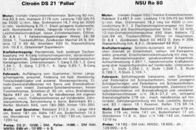 Technical profile of the competitors - NSU RO 80 versus Citroën DS 21 in the hobby Super Test in Africa
