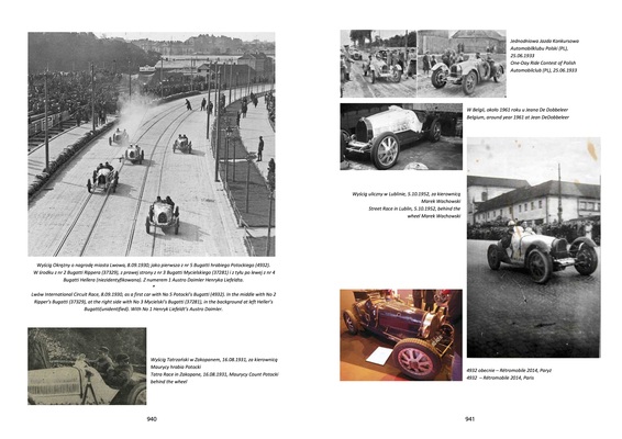 The k. & k. Bugatto Register - Beispielseite mit Renneinsätzen