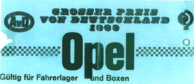 Ticket/Fahrerausweis für das Opel-Rennen von 1969