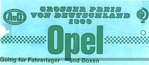 Ticket/Fahrerausweis für das Opel-Rennen von 1969