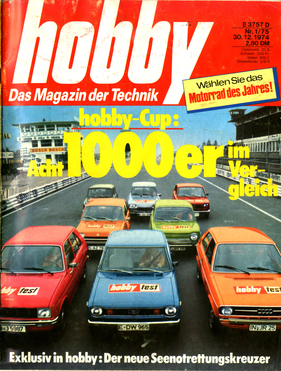 Titelblatt Hobby 1/1975 - Zehn Tausender im Vergleichstest