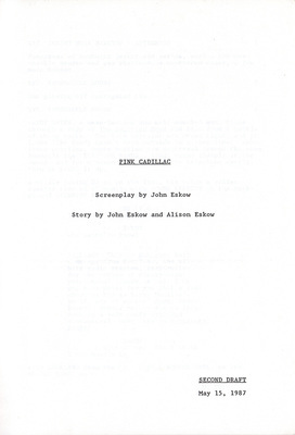 Titelseite des Drehbuchs - aus dem Film "Pink Cadillac" von 1989