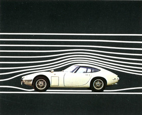 Toyota 2000 GT (1968) - aerodynamische Formgebung - Abbildung aus dem Verkaufsprospekt von 1968