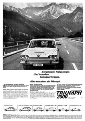 Triumph 2000 (1966) - Werbung - Bergsteiger. Rallyesieger. Und trotzdem kein Sportwagen