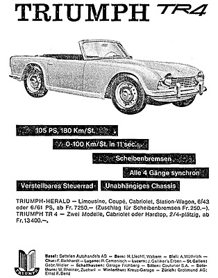 Triumph TR 4 Werbung AR 10 1962