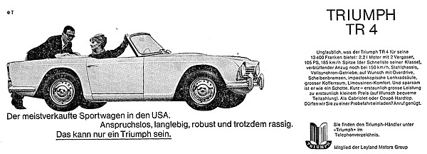 Triumph TR 4 Werbung AR 17 1963