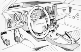 Triumph TR 7 (1975) - Skizze des Interieurs