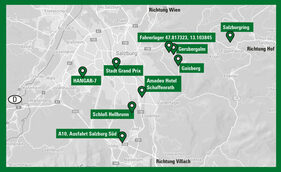 Umgebungsplan und Stationen des 20. Gaisbergrennens 2024