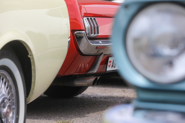 Untypisch für Amerikaner: einseitiger Doppelauspuff - 8. Mustang & Shelby Meeting 2024
