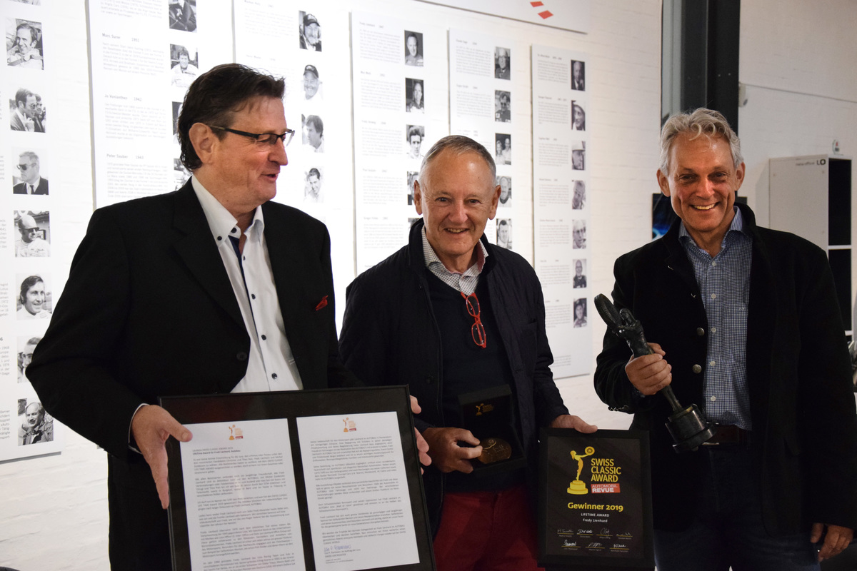 Urs Ramseier, award winner Fredy Lienhard and Bernd Link at the presentation of the Swiss Classic Lifetime Award 2019