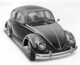 VW 1200 (1961) - Werbeillustration zeigt den Käfer mit Blinkern