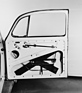 VW 1200 (1965) – entblösste Tür mit Sichtbarer Mechantik für Entriegelung und Fensterkurbeltrieb