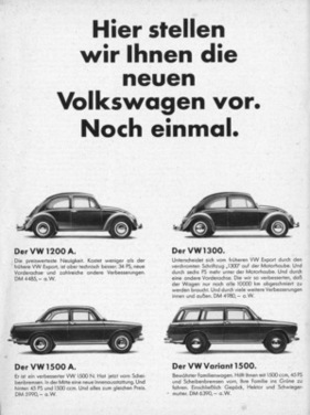 VW 1300 (1965) - Werbung - Hier stellen wir Ihnen die neuen Volkswagen vor. Nochmals