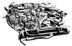VW 1500 (1960) - Der flache kompakte Motor des VW 1500 (Schnittzeichnung).