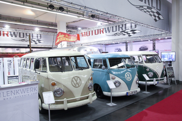VW T1 buses on the Motorworld stand - seen at the Techno Classica 2016