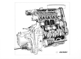 VW Derby (1977) – Schnittzeichnung des Vierzylinders EA 801