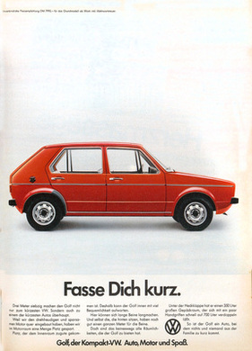 VW Golf (1974) - Werbung: Fasse Dich kurz!