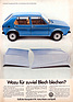 VW Golf (1974) - Werbung: Wozu für zuviel Blech blechen?