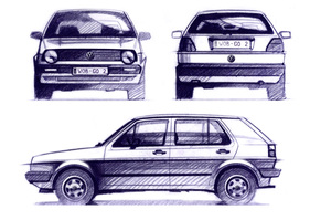 VW Golf (1983) - die zweite Generation auf dem Zeichenblatt