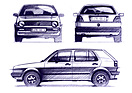 VW Golf (1983) - die zweite Generation auf dem Zeichenblatt