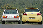 Image: VW Golf GTI special model Pirelli (1983) - together with the Golf 5 GTI from 2007