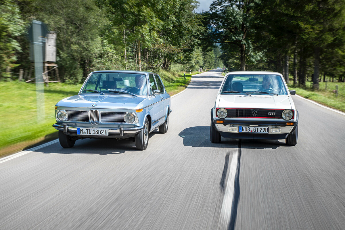 VW Golf GTI vs. BMW 1802 touring – zeitlich nah zusammen und trotzdem sehr unterschiedlich