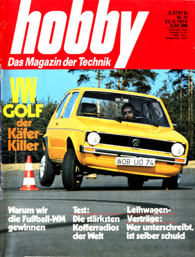 VW Golf LS (1974) - auf dem Titelblatt der Zeitschrift 'hobby'