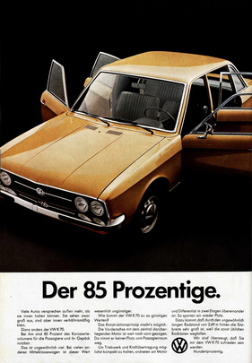 VW K 70 (1972) - Werbung in Deutschland - der 85 Prozentige