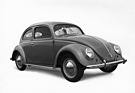 VW Käfer (1949) - ab Juli 1949 gab es ein Exportmodell mit Hochglanzlackierung und Chromzierstreifen
