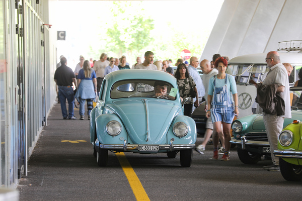 Bild: VW Käfer (1955) - Brezelkäfer im Anmarsch - Old Wheels Biel-Bienne 2025