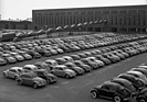 VW Käfer (1956) - fertig produzierte Käfer warten auf ihre Kunden