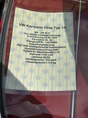 VW Karmann-Ghia Typ 14 (1955) – Beschreibung – 70 Jahre VW Karmann-Ghia